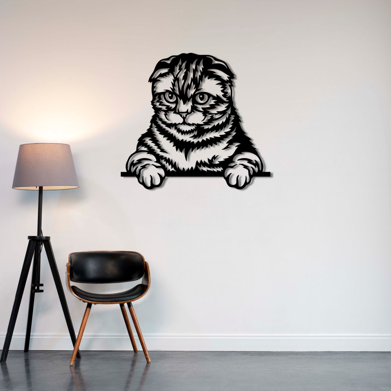Meraklı Kedi Metal Tablo