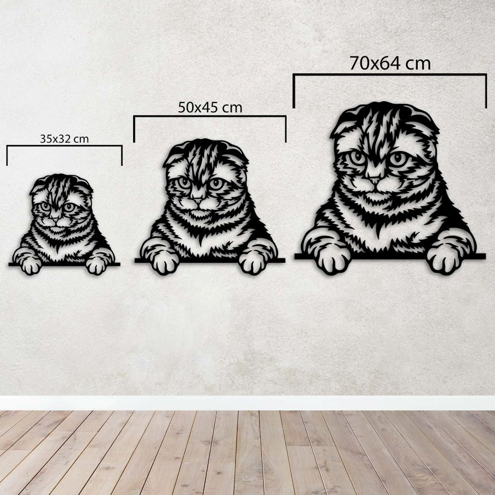 Meraklı Kedi Metal Tablo