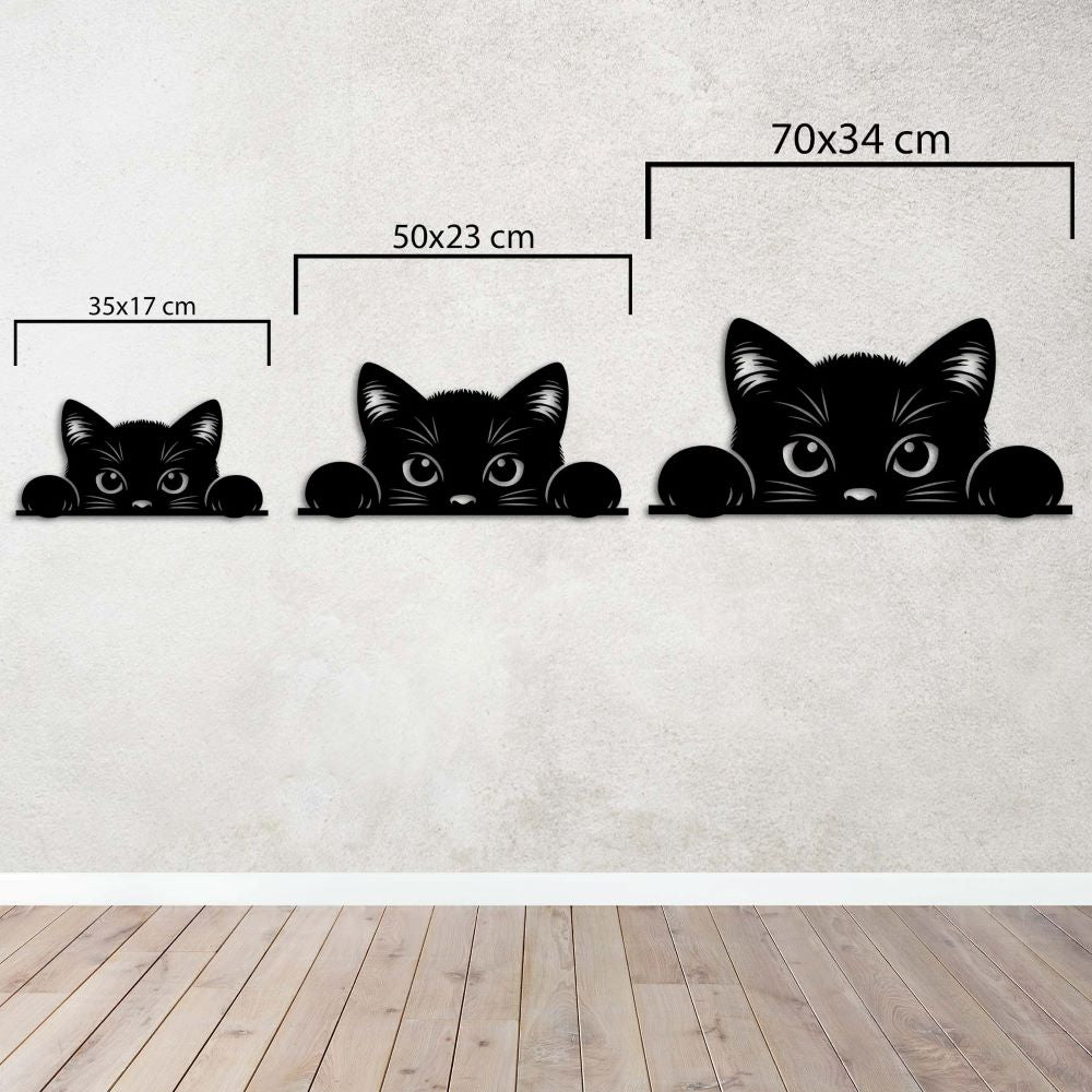 Meraklı Bakışlar Kedi Metal Tablo