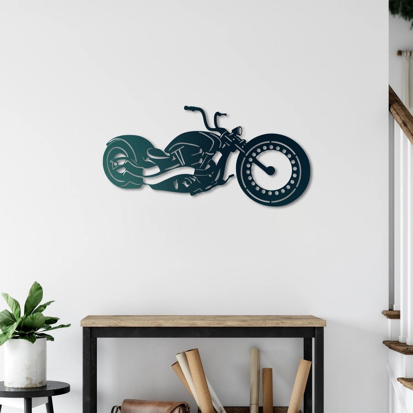 Free Spirit: Chopper Motorcycle Metal Painting