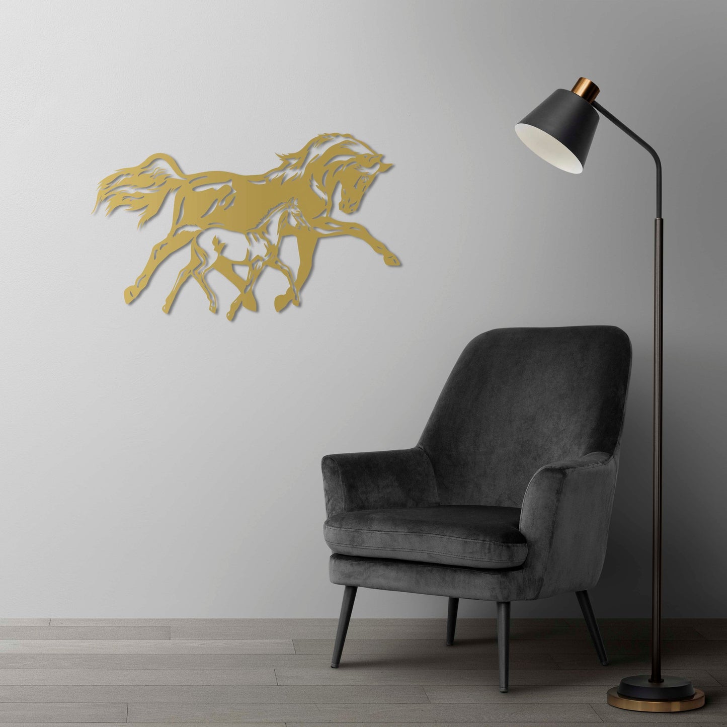 Traces of Freedom: Mother and Her Baby Horse Metal Painting