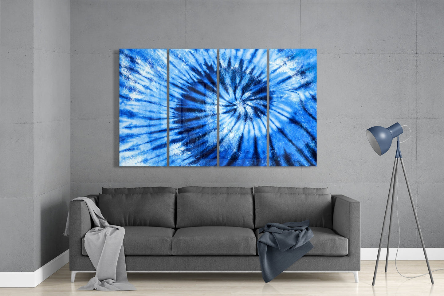 Mavi Spiral 4 Parça Mega Cam Tablo