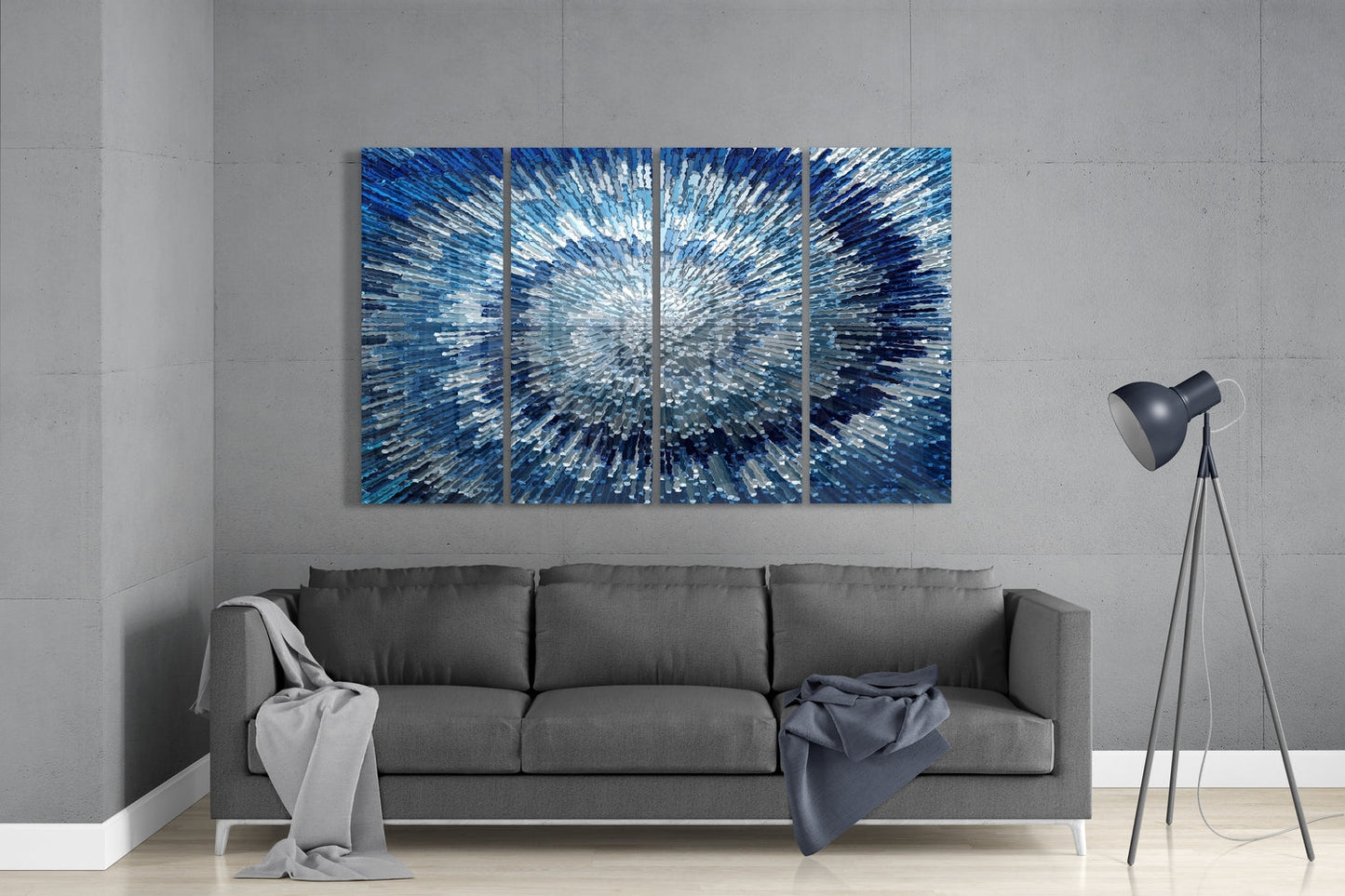 Mavi Spiral 4 Parça Mega Cam Tablo