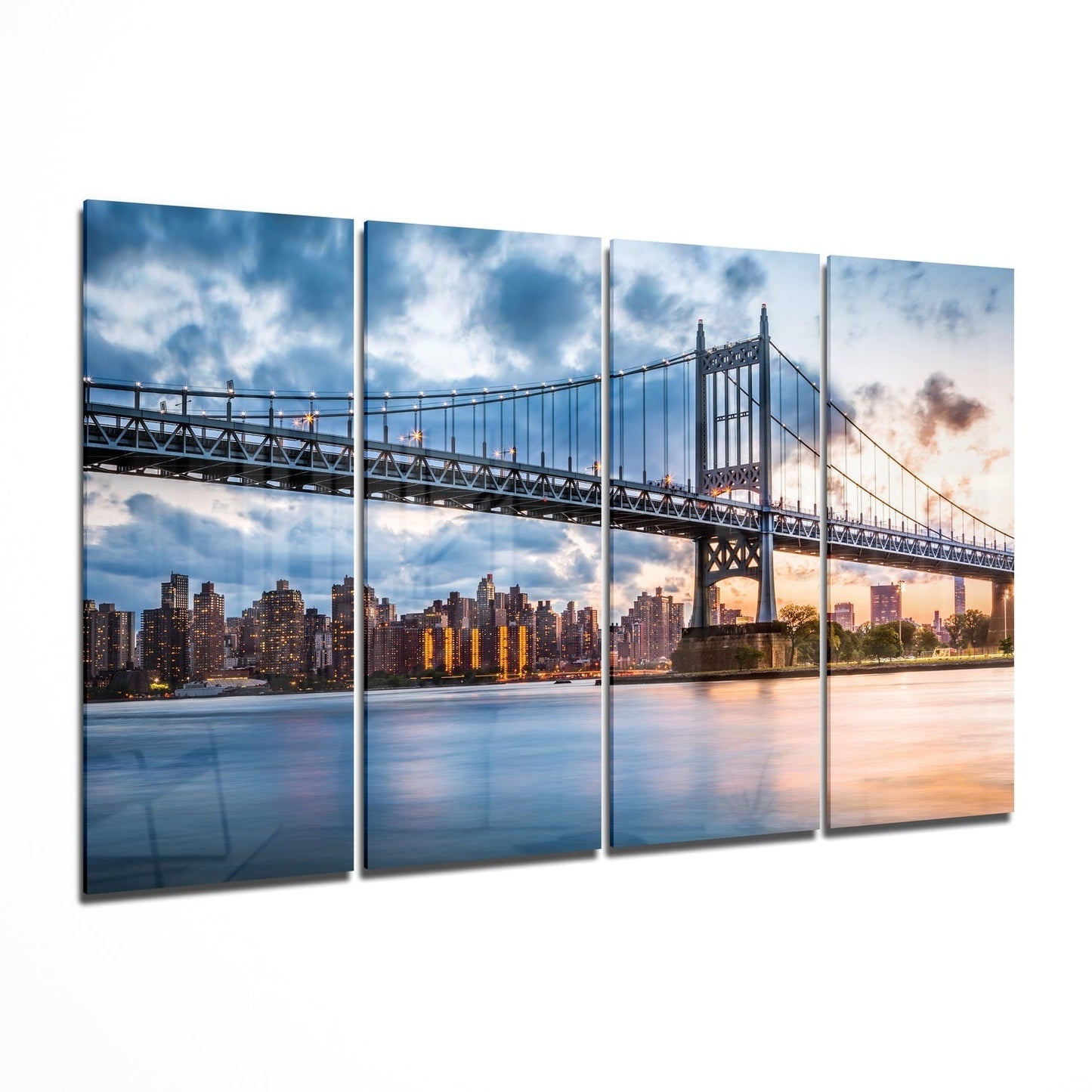 Manhattan'Da Gün Batımı 4 Parça Mega Cam Tablo