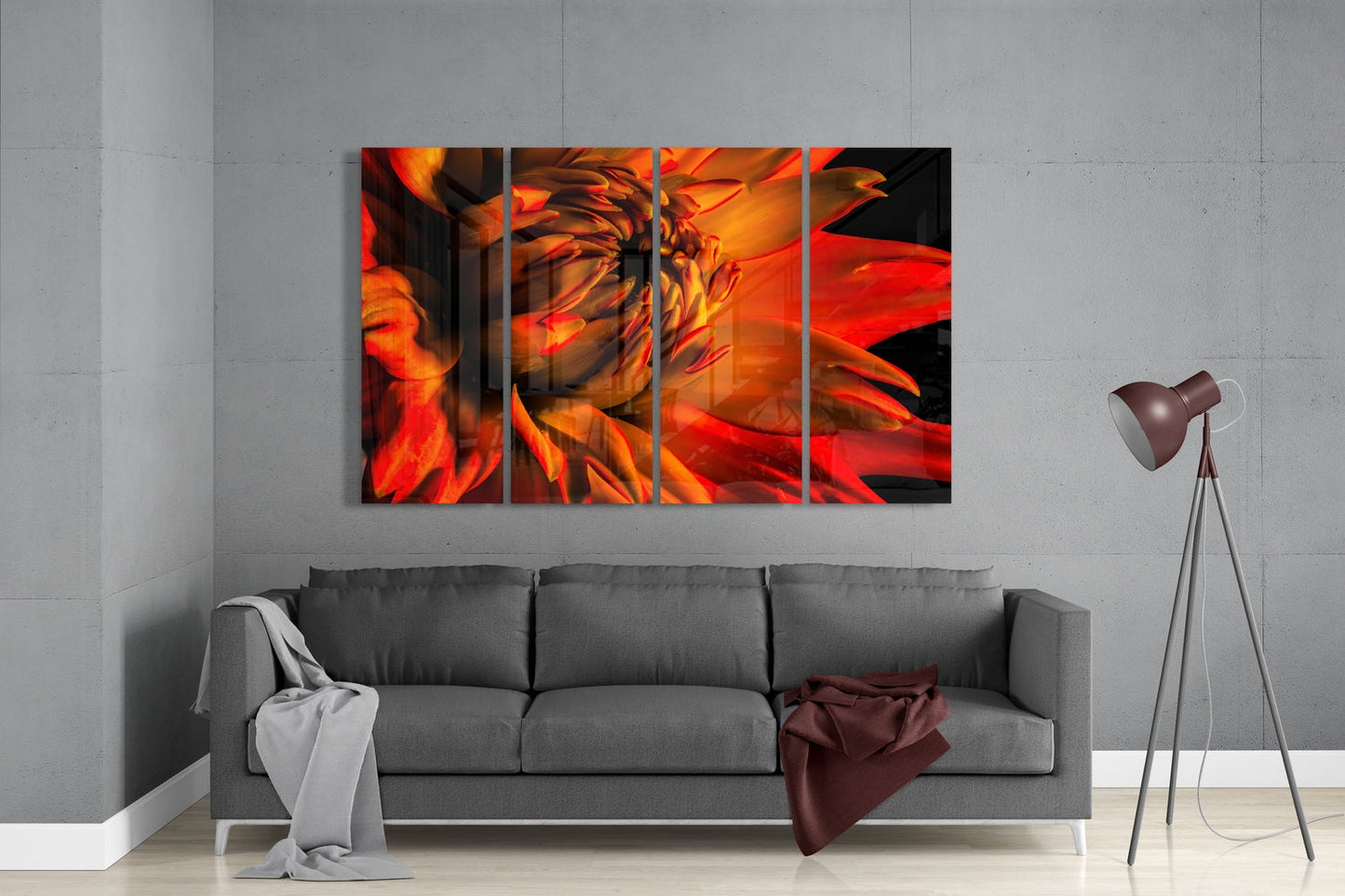Gerbera Papatya 4 Parça Mega Cam Tablo