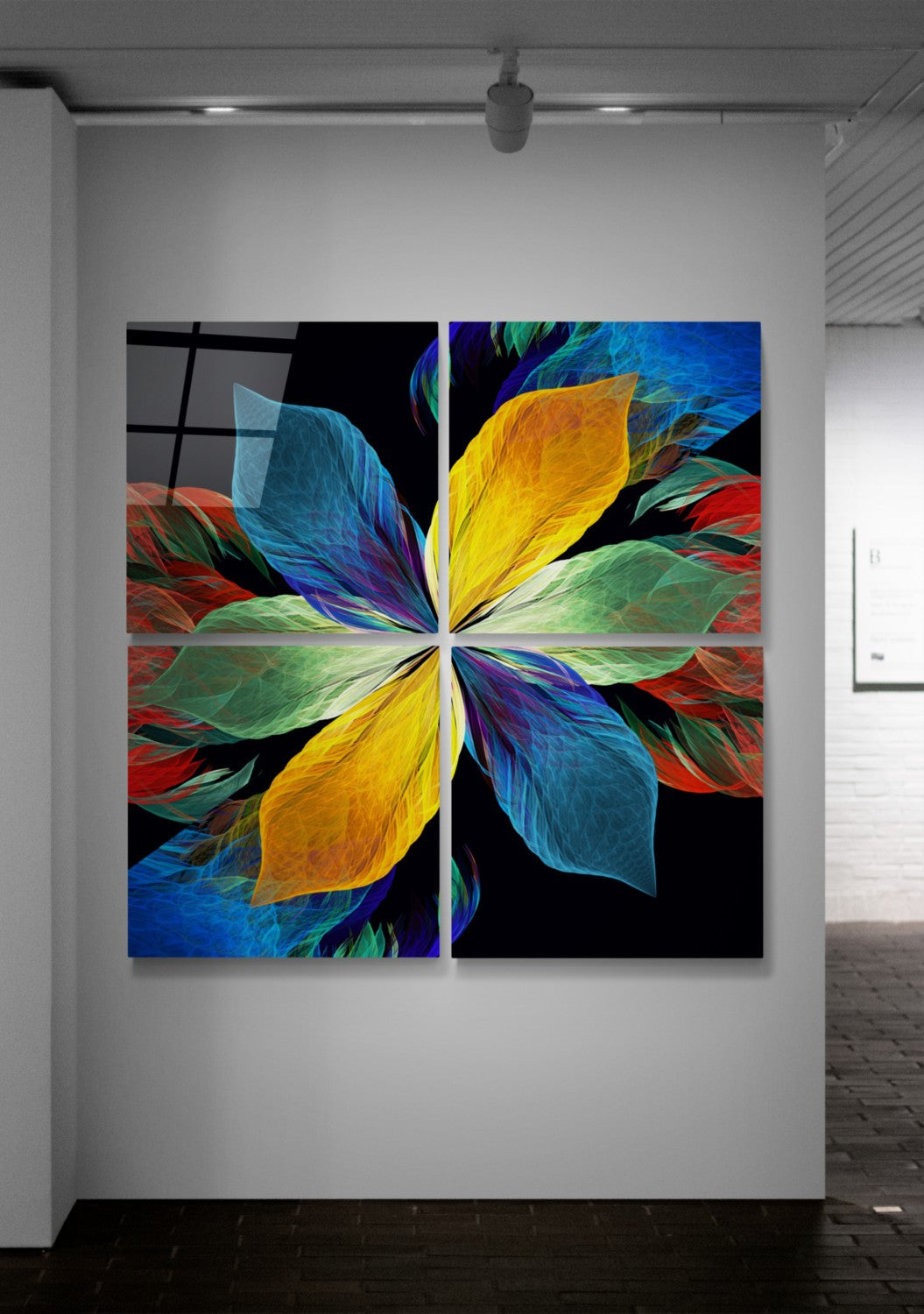 Şans Çiçeği Quadro 4 Parçalı Cam Tablo