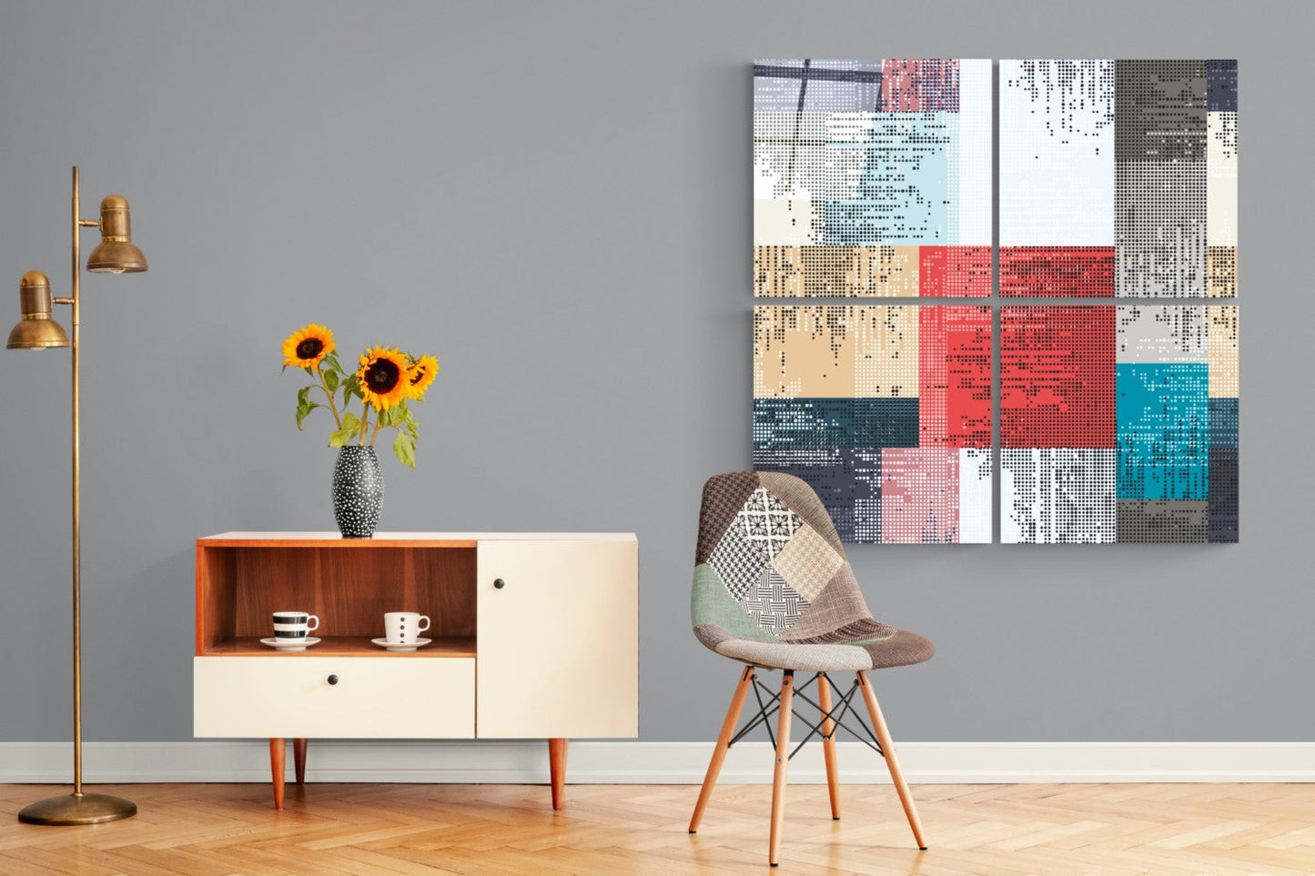 Pötikare Quadro 4 Parçalı Cam Tablo