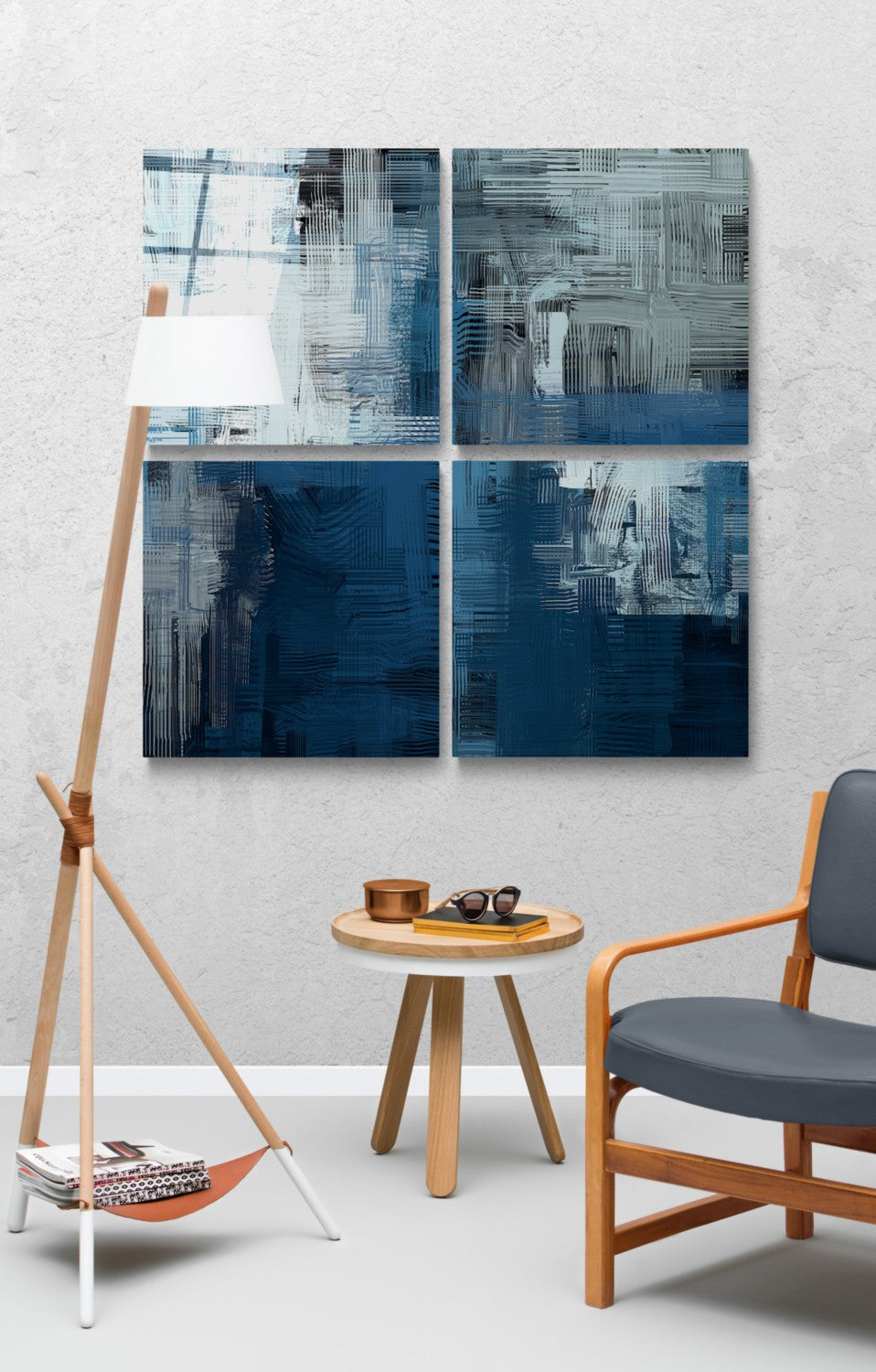 Mavi Dokunuş Quadro 4 Parçalı Cam Tablo