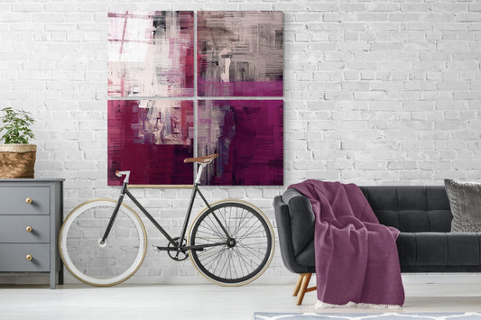 Mor Dokunuş Quadro 4 Parçalı Cam Tablo