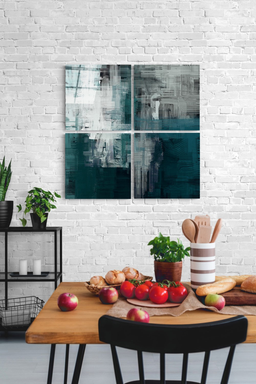 Yeşil Quadro 4 Parçalı Cam Tablo