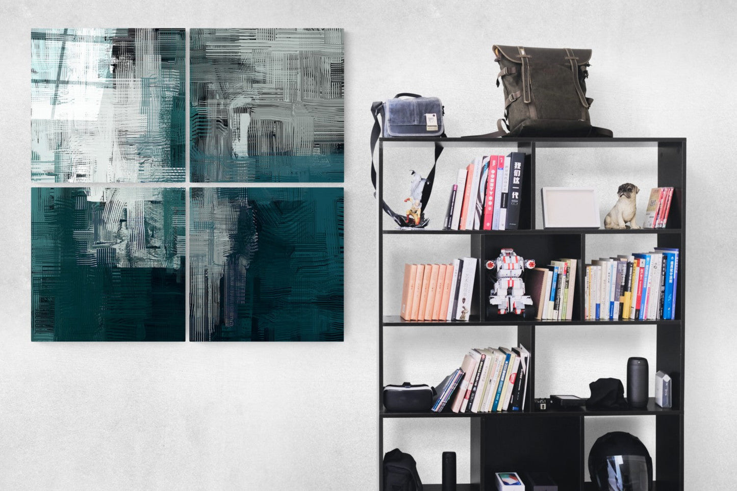 Yeşil Quadro 4 Parçalı Cam Tablo