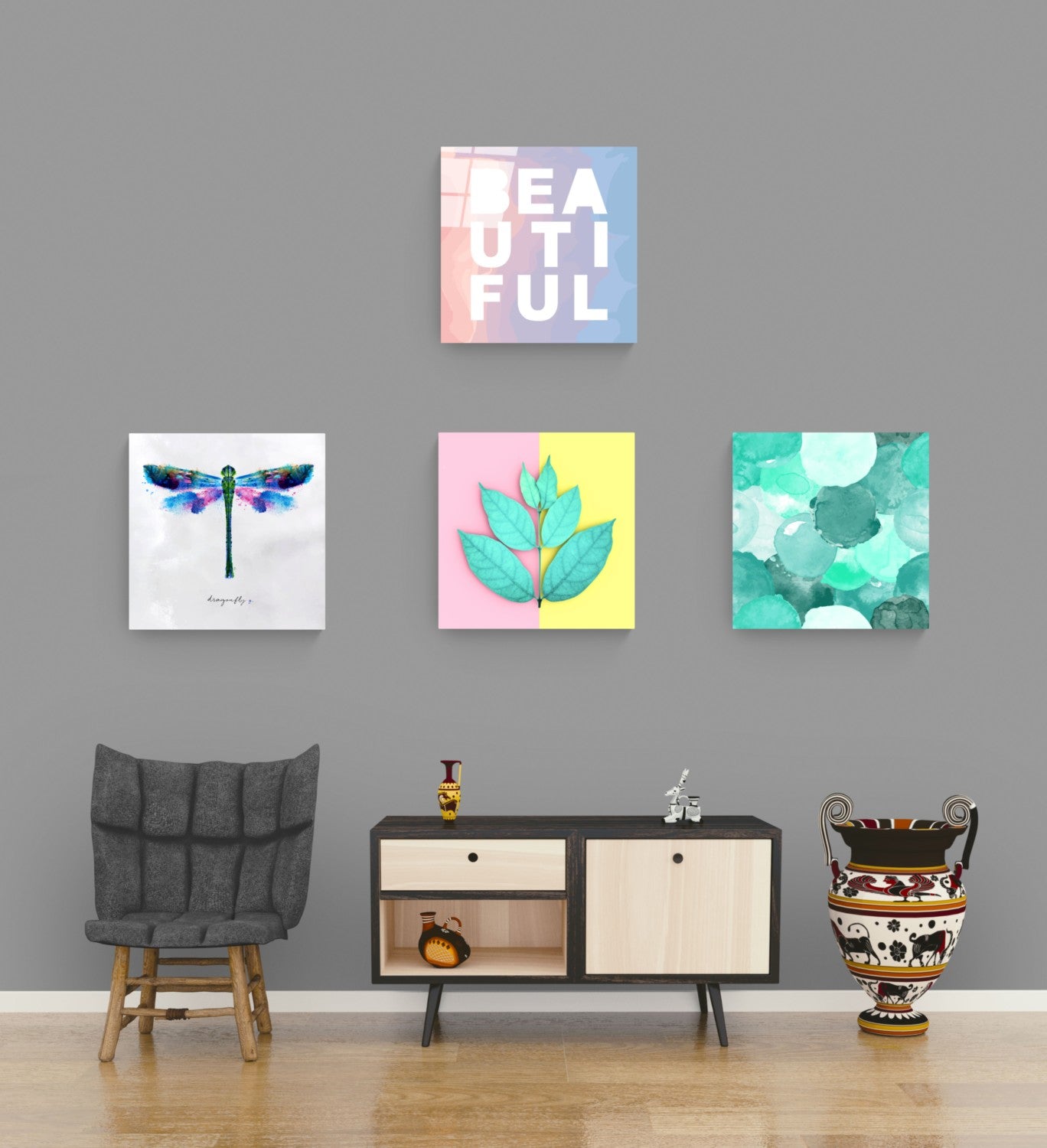 Güzellik Quadro 4 Parçalı Cam Tablo