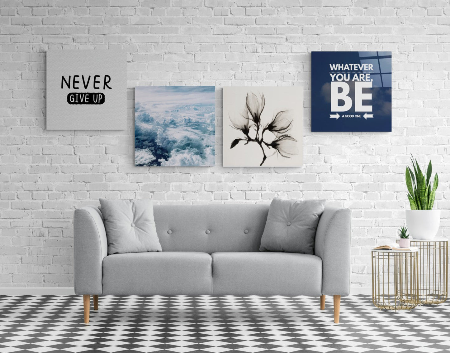 Motivasyon Quadro 4 Parçalı Cam Tablo