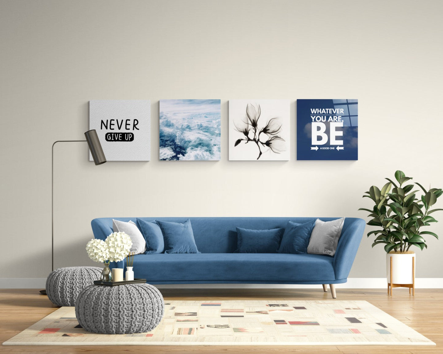 Motivasyon Quadro 4 Parçalı Cam Tablo