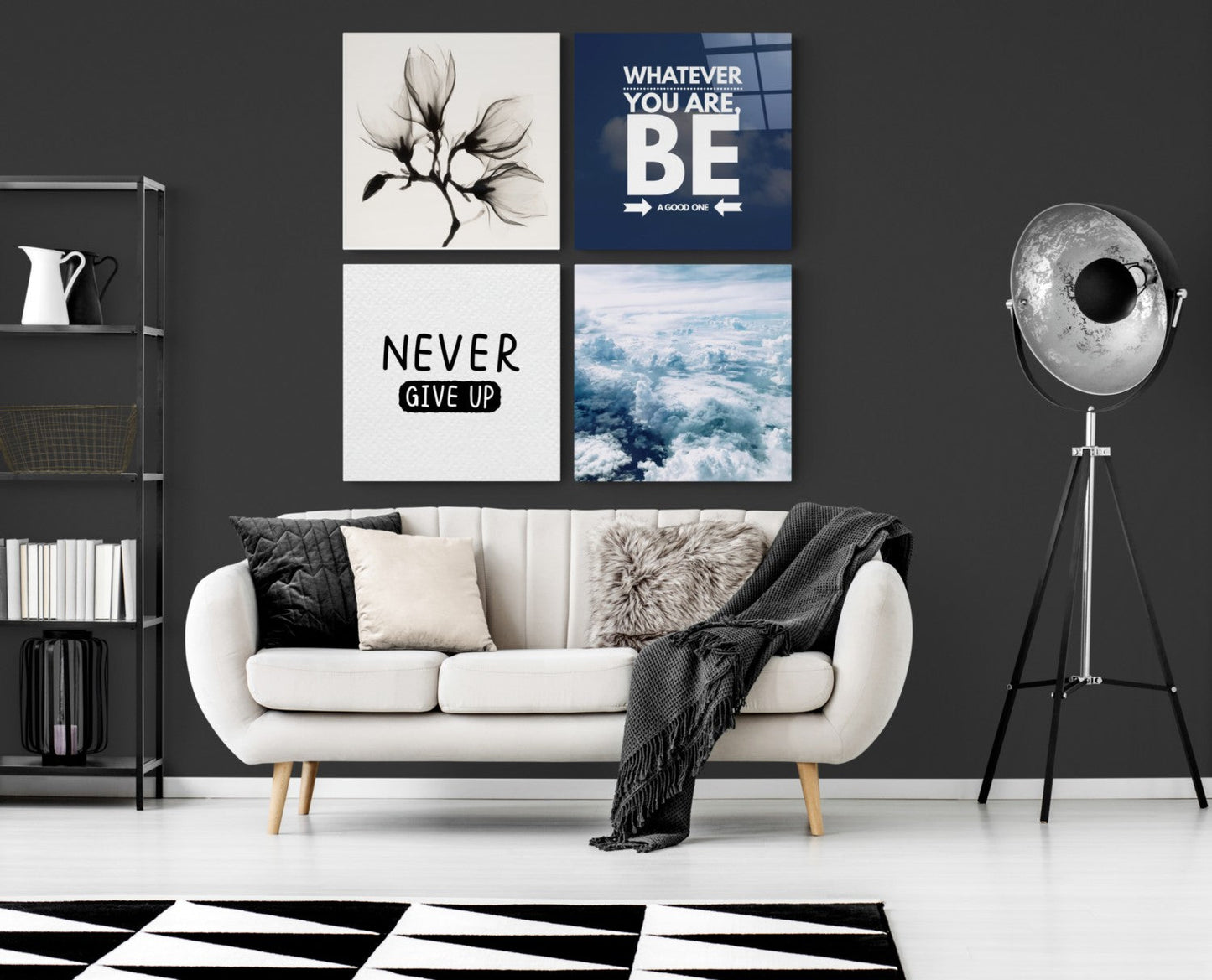 Motivasyon Quadro 4 Parçalı Cam Tablo