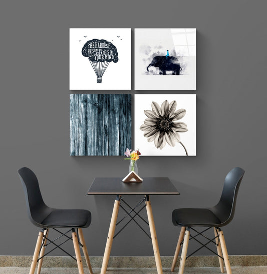 Bilinç Quadro 4 Parçalı Cam Tablo