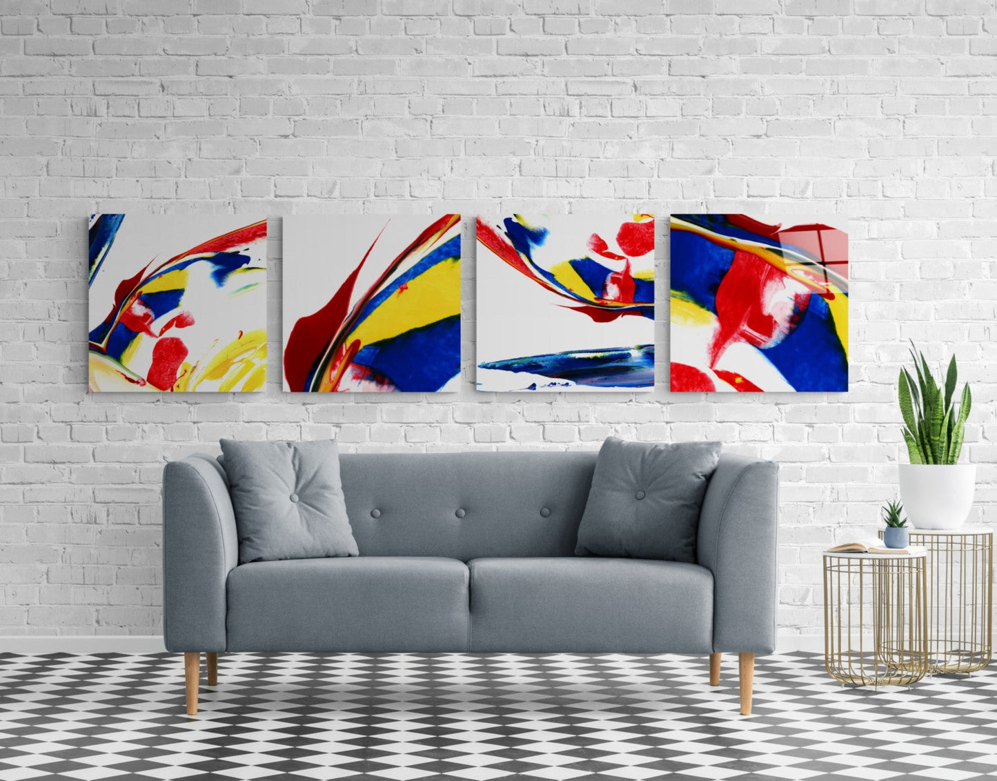 Kırmızının Dansı Quadro 4 Parçalı Cam Tablo