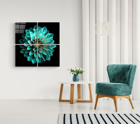 Yeşil Krizentum Quadro 4 Parçalı Cam Tablo