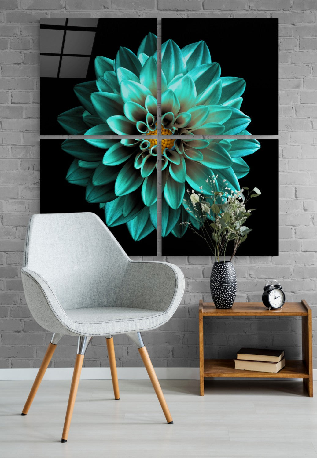 Yeşil Krizentum Quadro 4 Parçalı Cam Tablo