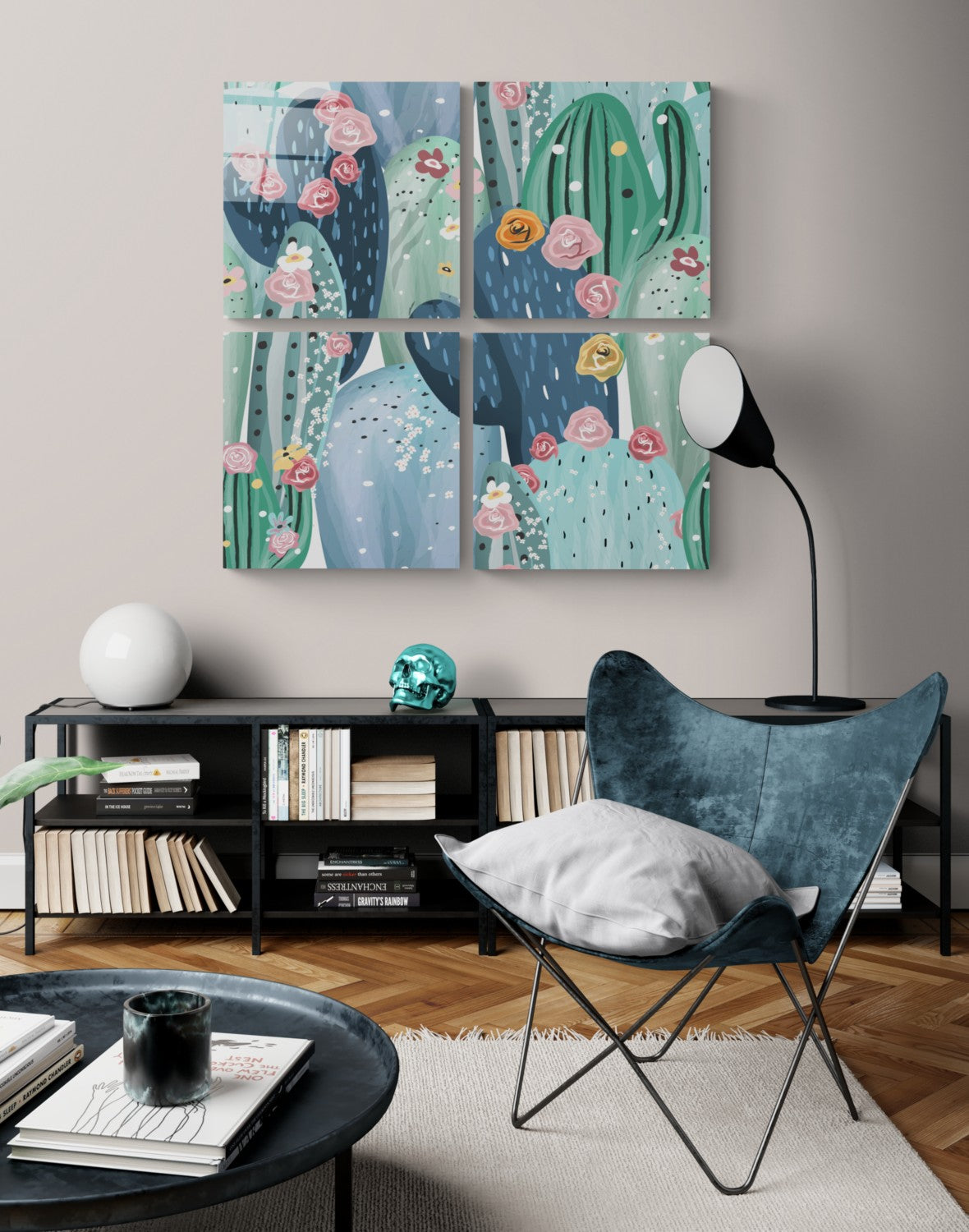 Kaktüs Quadro 4 Parçalı Cam Tablo