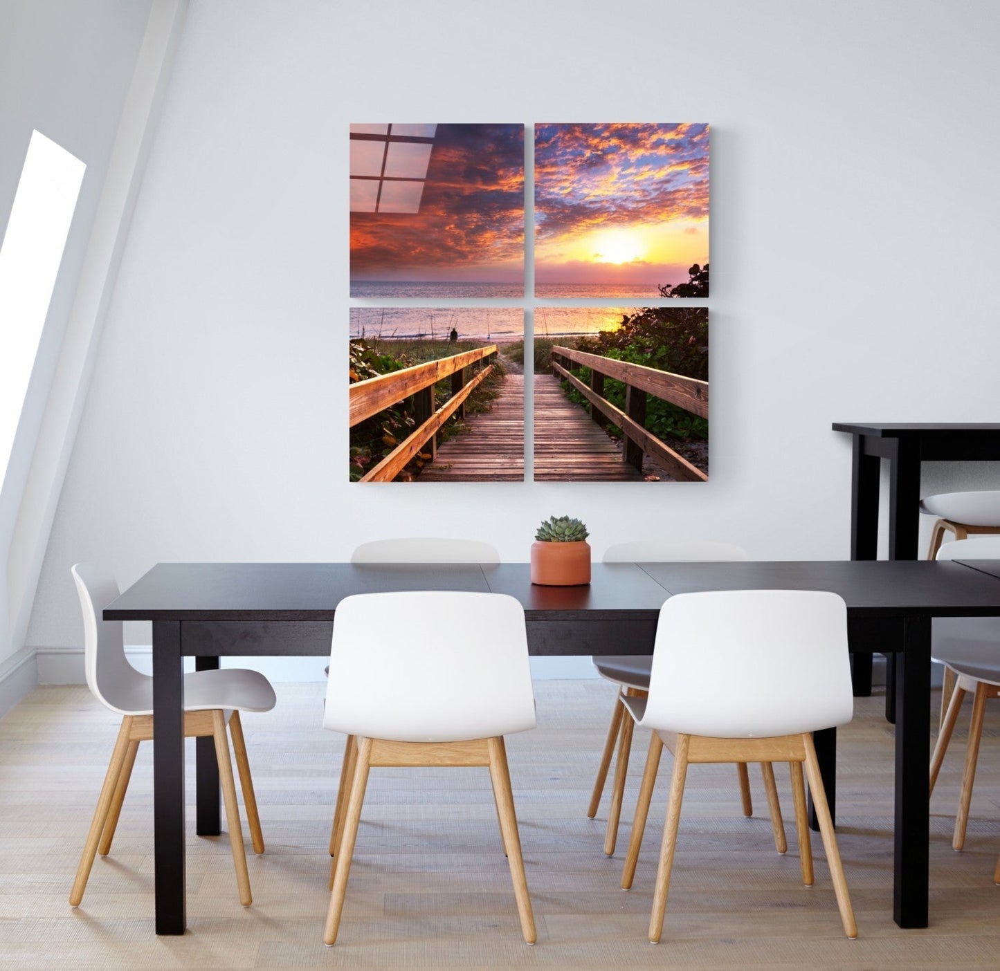 Ufuk Çizgisi Quadro 4 Parçalı Cam Tablo