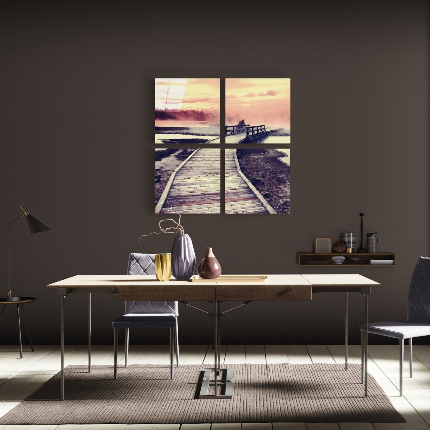 İskele Quadro 4 Parçalı Cam Tablo
