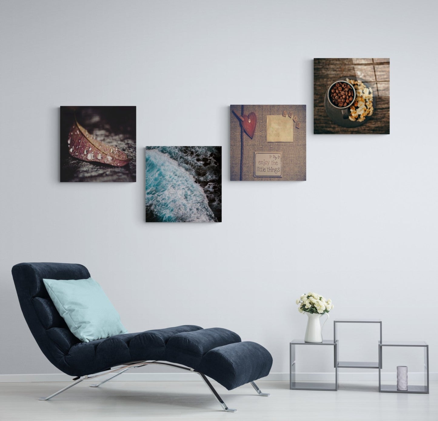 Küçük Şeyler Quadro 4 Parçalı Cam Tablo