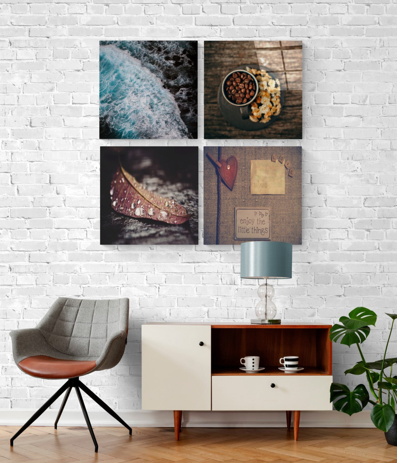 Küçük Şeyler Quadro 4 Parçalı Cam Tablo