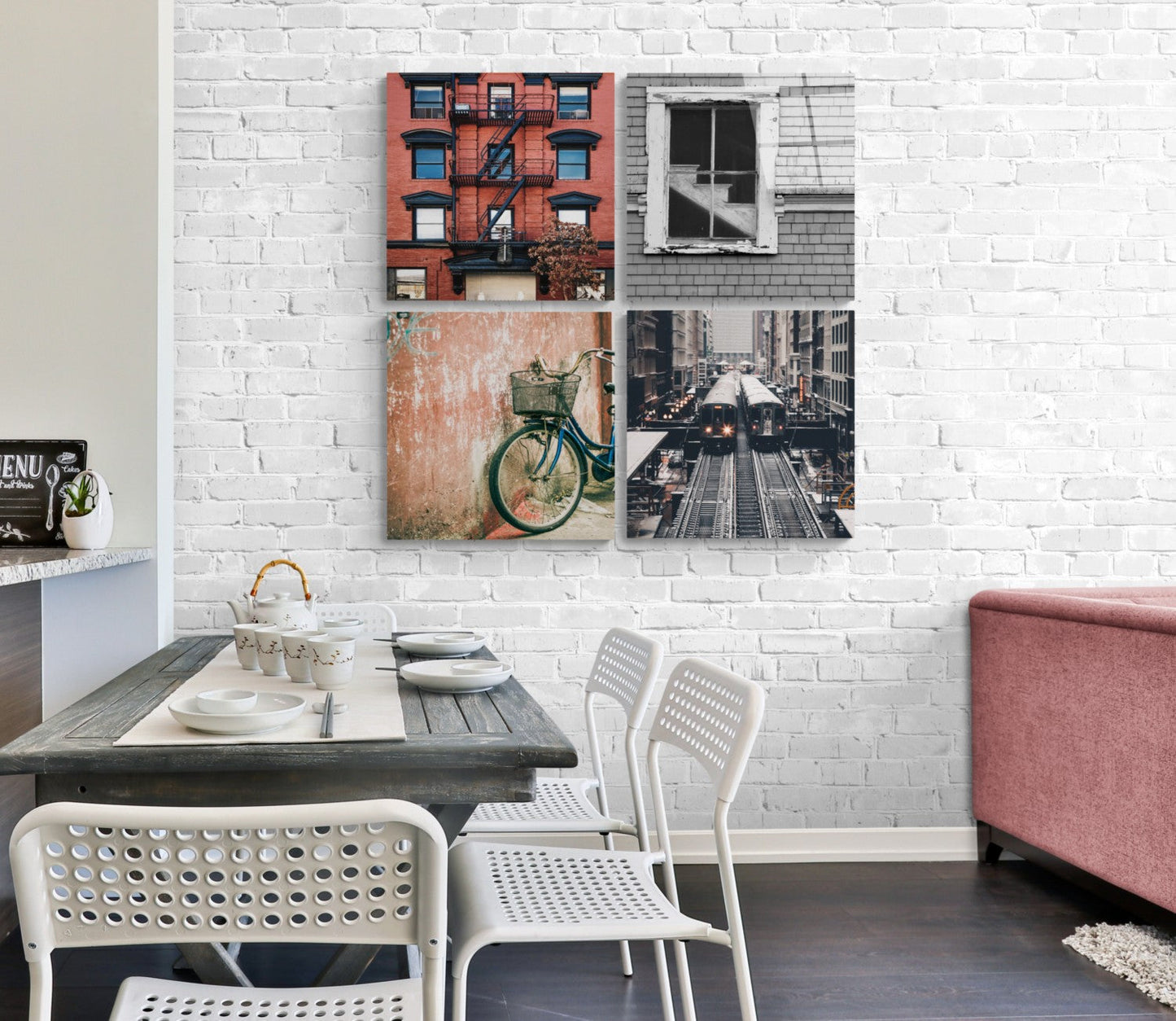 Şehir Quadro 4 Parçalı Cam Tablo