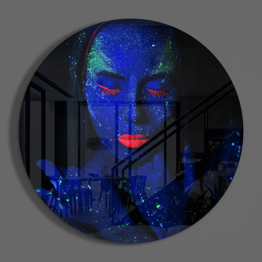 Neon Kadın Cam Tablo