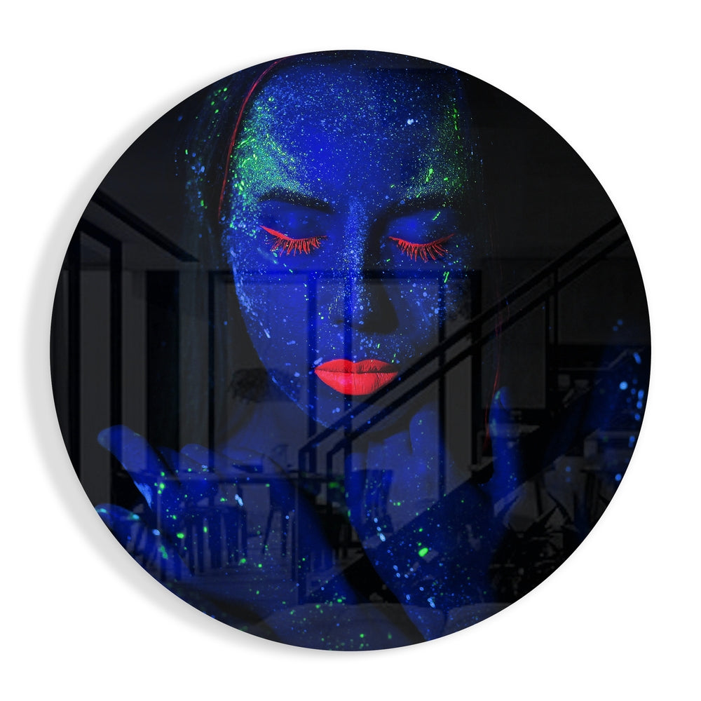 Neon Kadın Cam Tablo