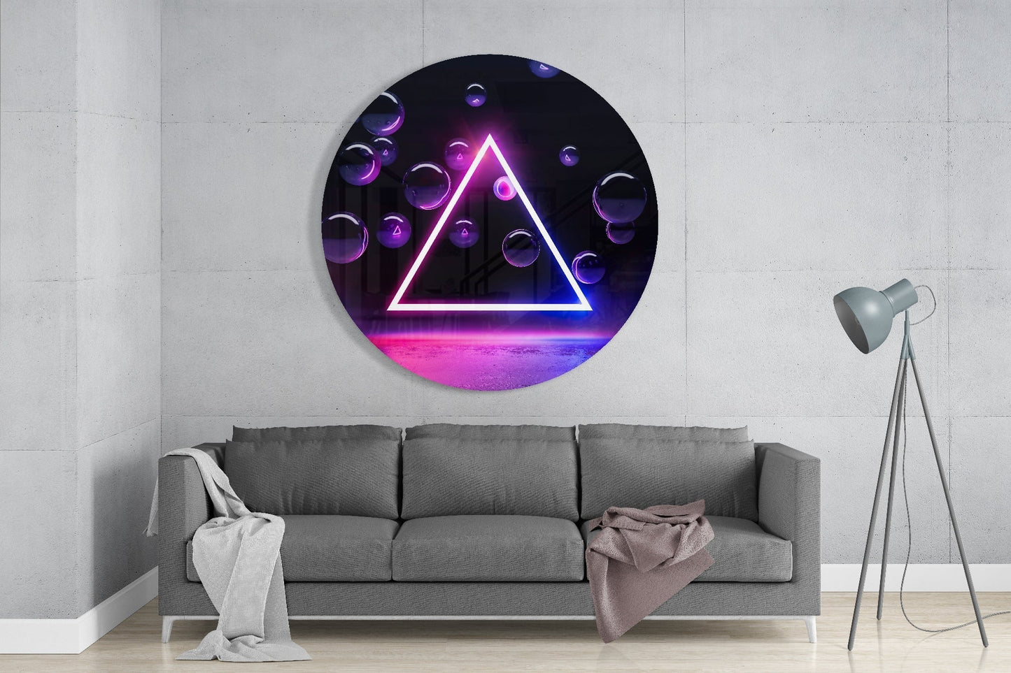 Neon Üçgen Cam Tablo