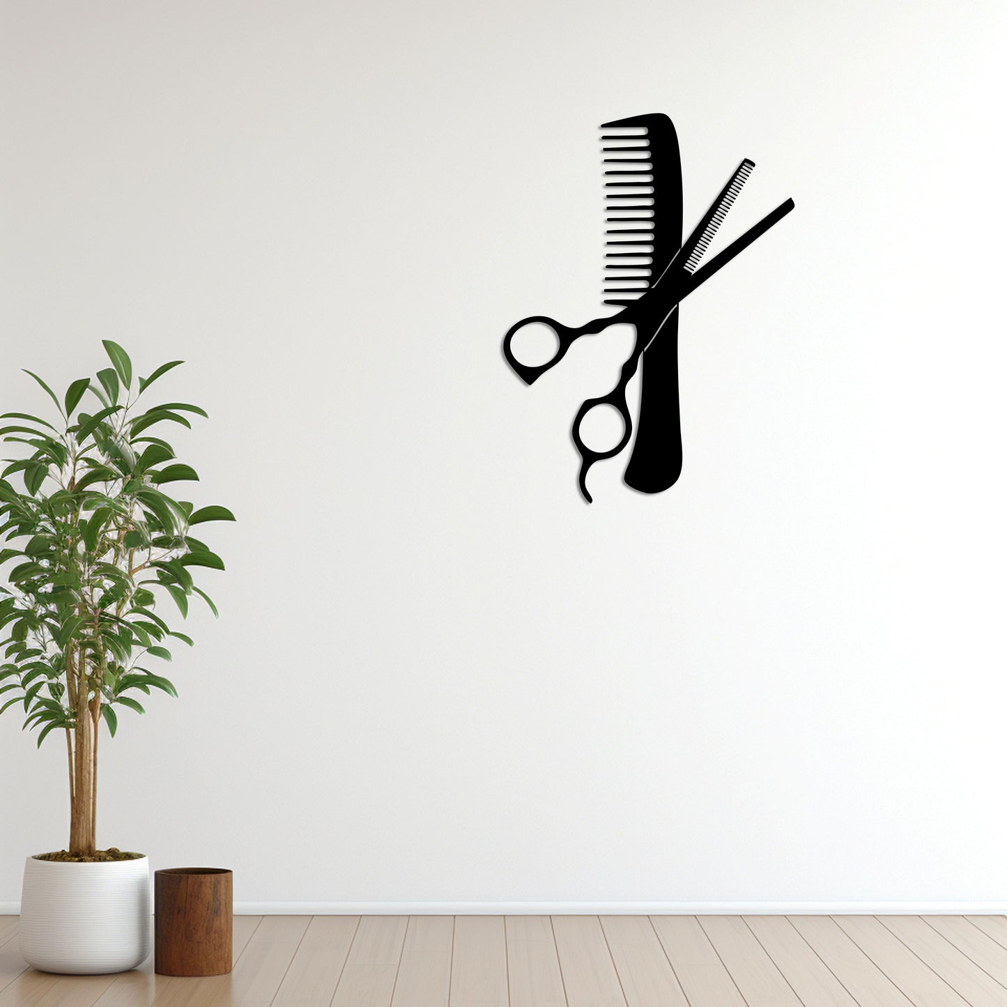 Cut & Comb – Barbershop Themed Metal Sign