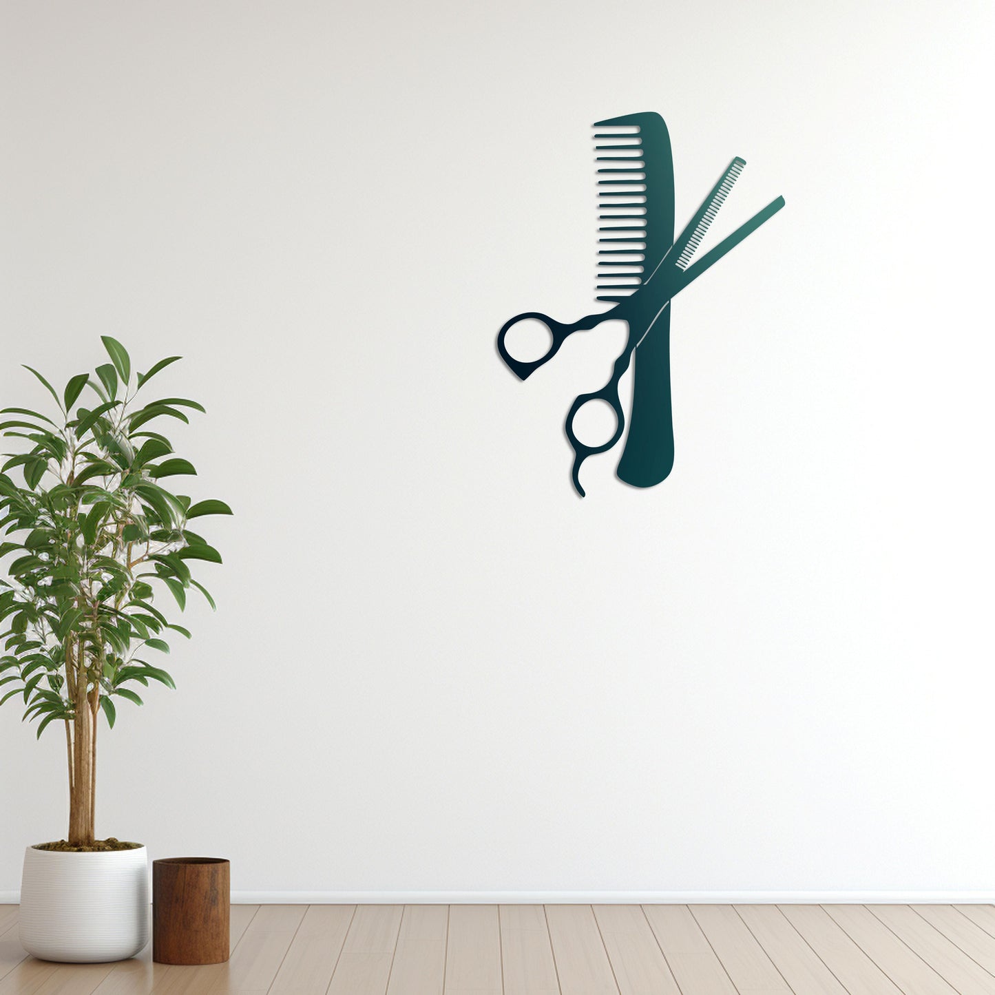 Cut & Comb – Barbershop Themed Metal Sign