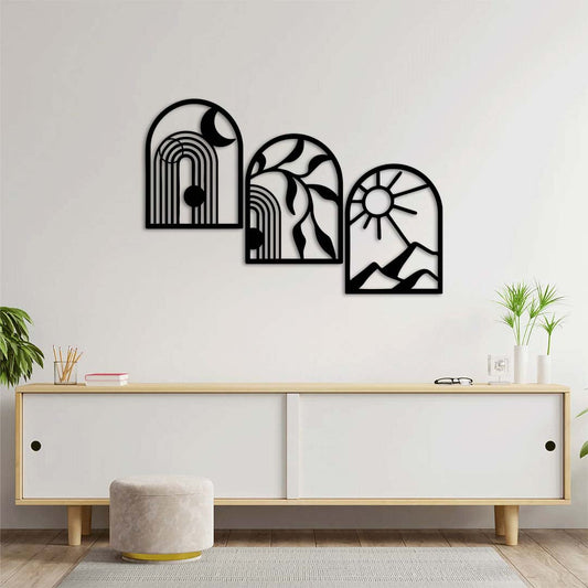 Three States of Rhythm: Moon, Nature, Sun Metal Painting