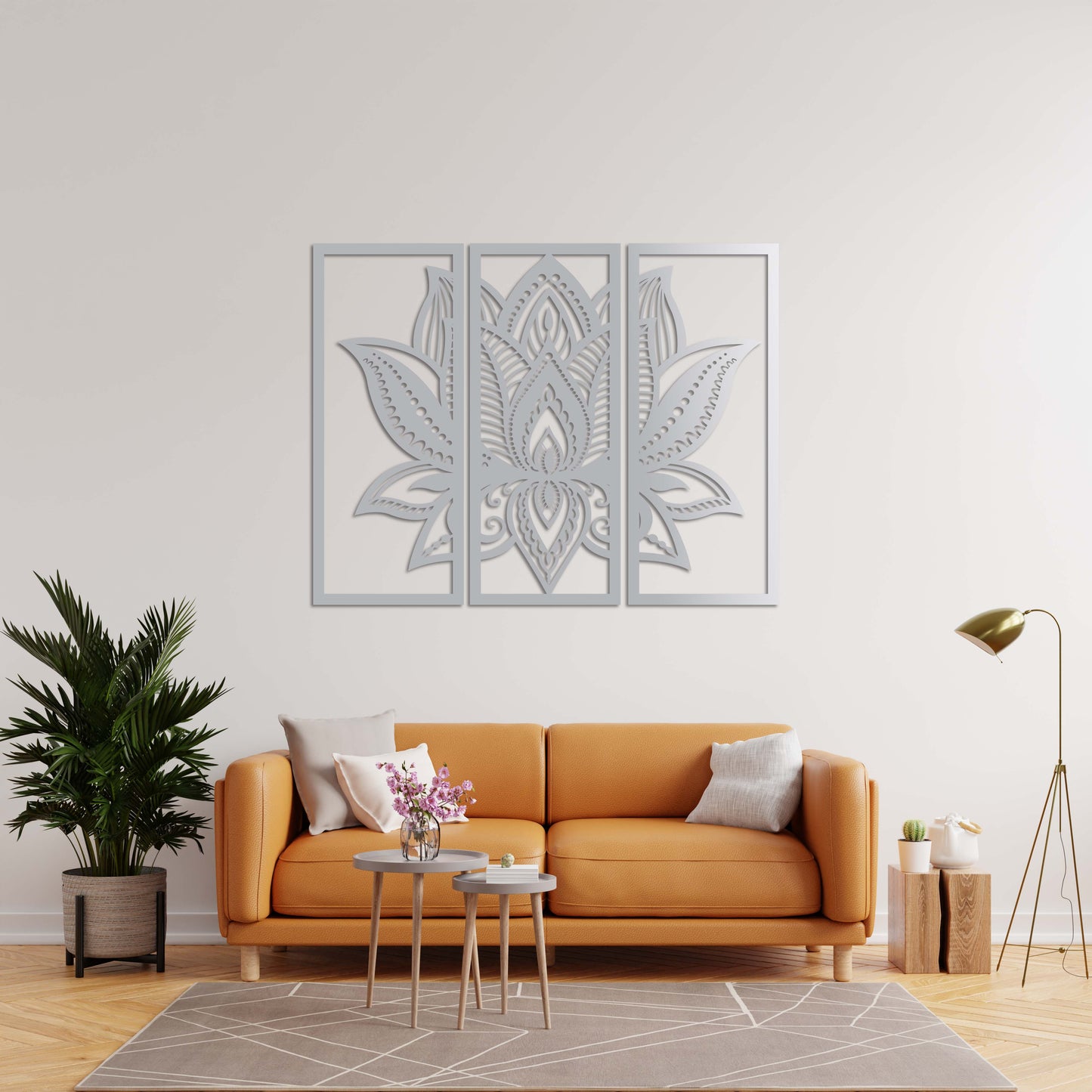 Üç Parça Lotus Metal Tablo