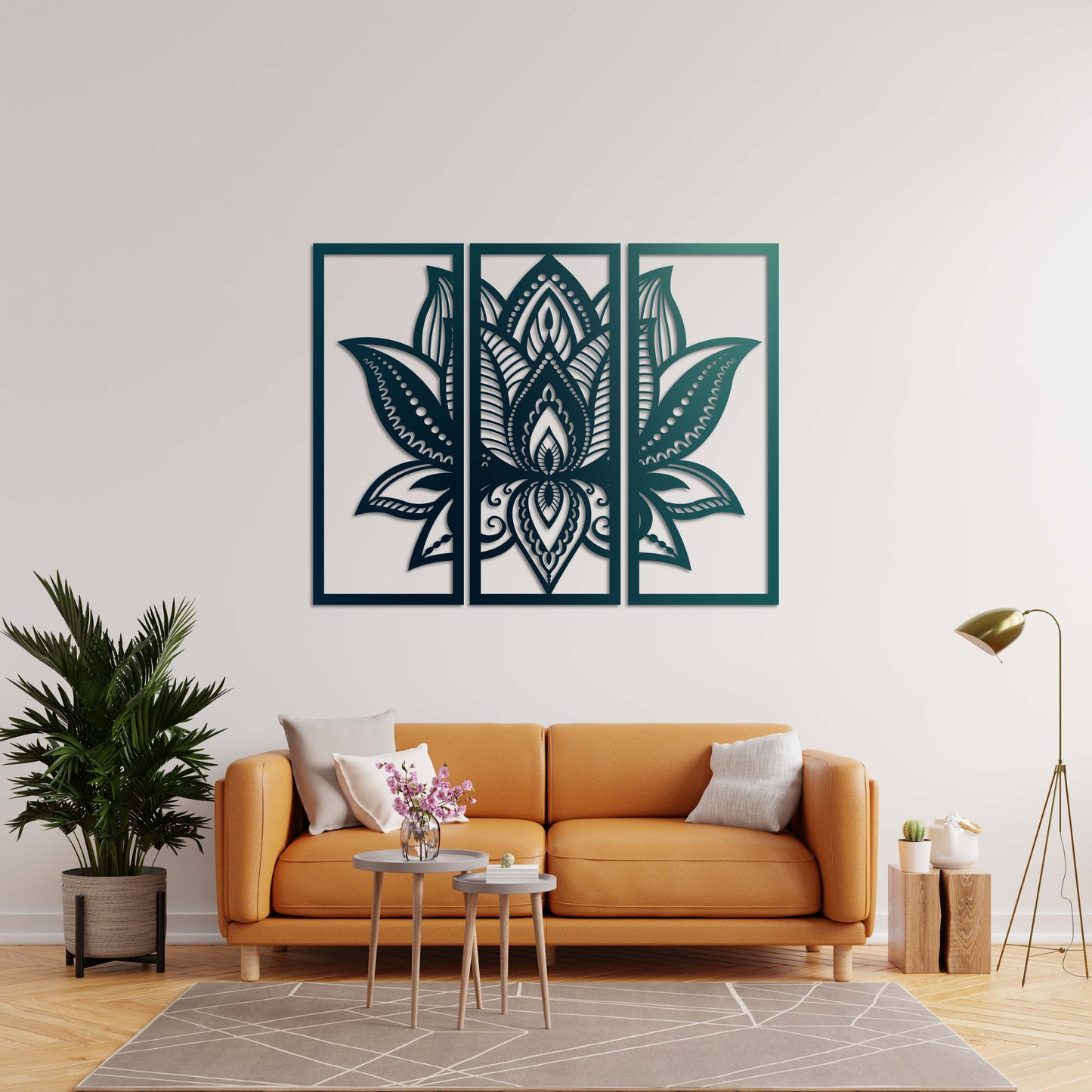 Üç Parça Lotus Metal Tablo