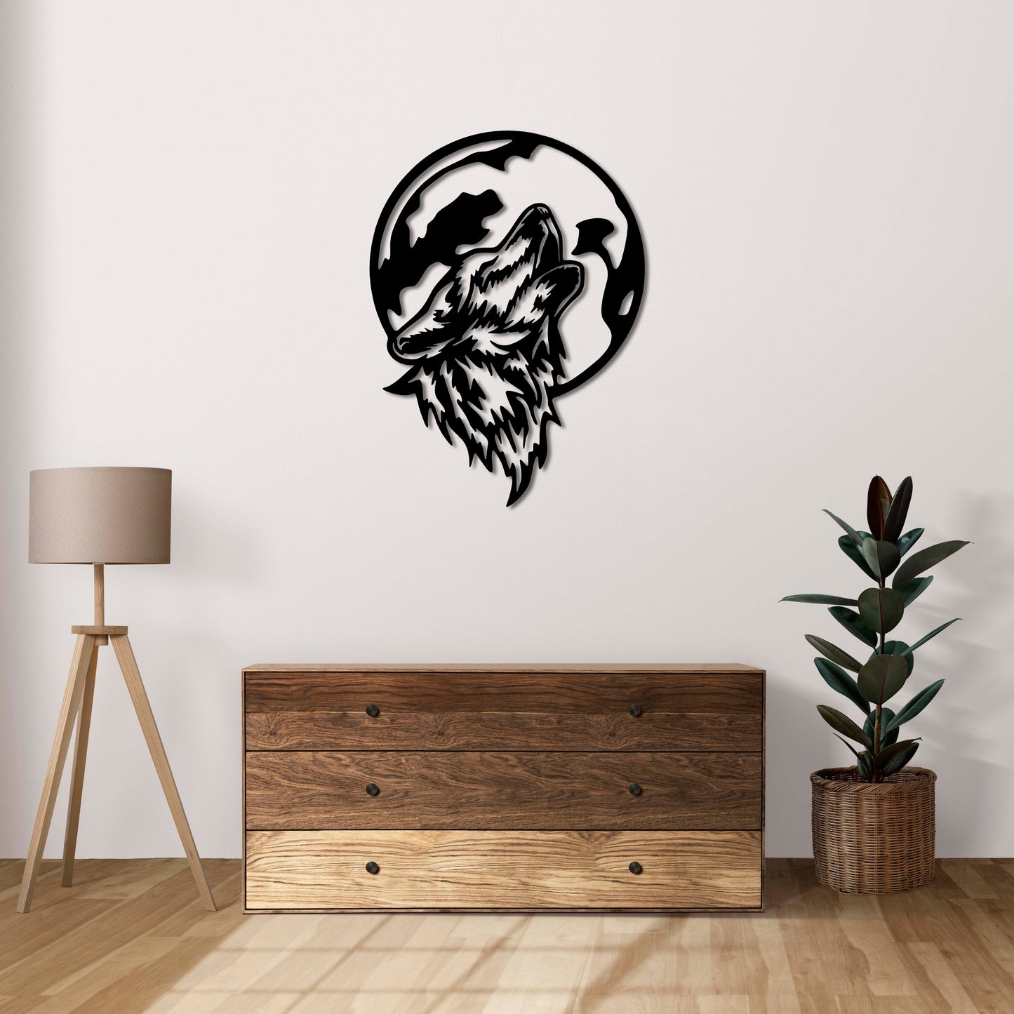 Wolf in the Moonlight Metal Painting