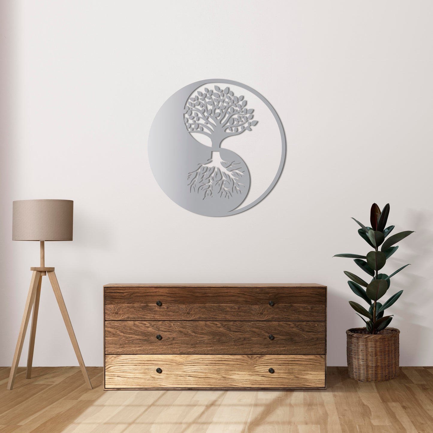 Yin Yang Yaşam Ağacı Metal Tablo
