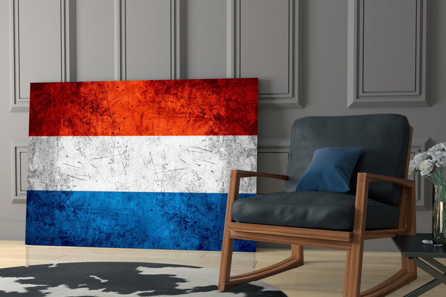 Hollanda Bayrağı Cam Tablo