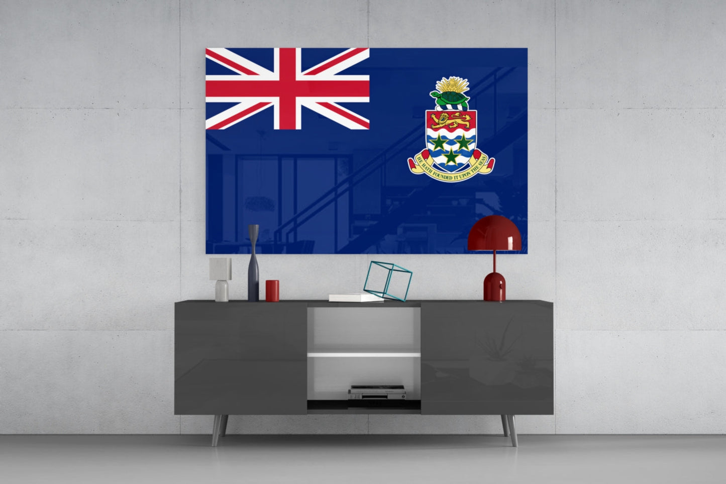 Cayman Adaları Bayrağı Cam Tablo