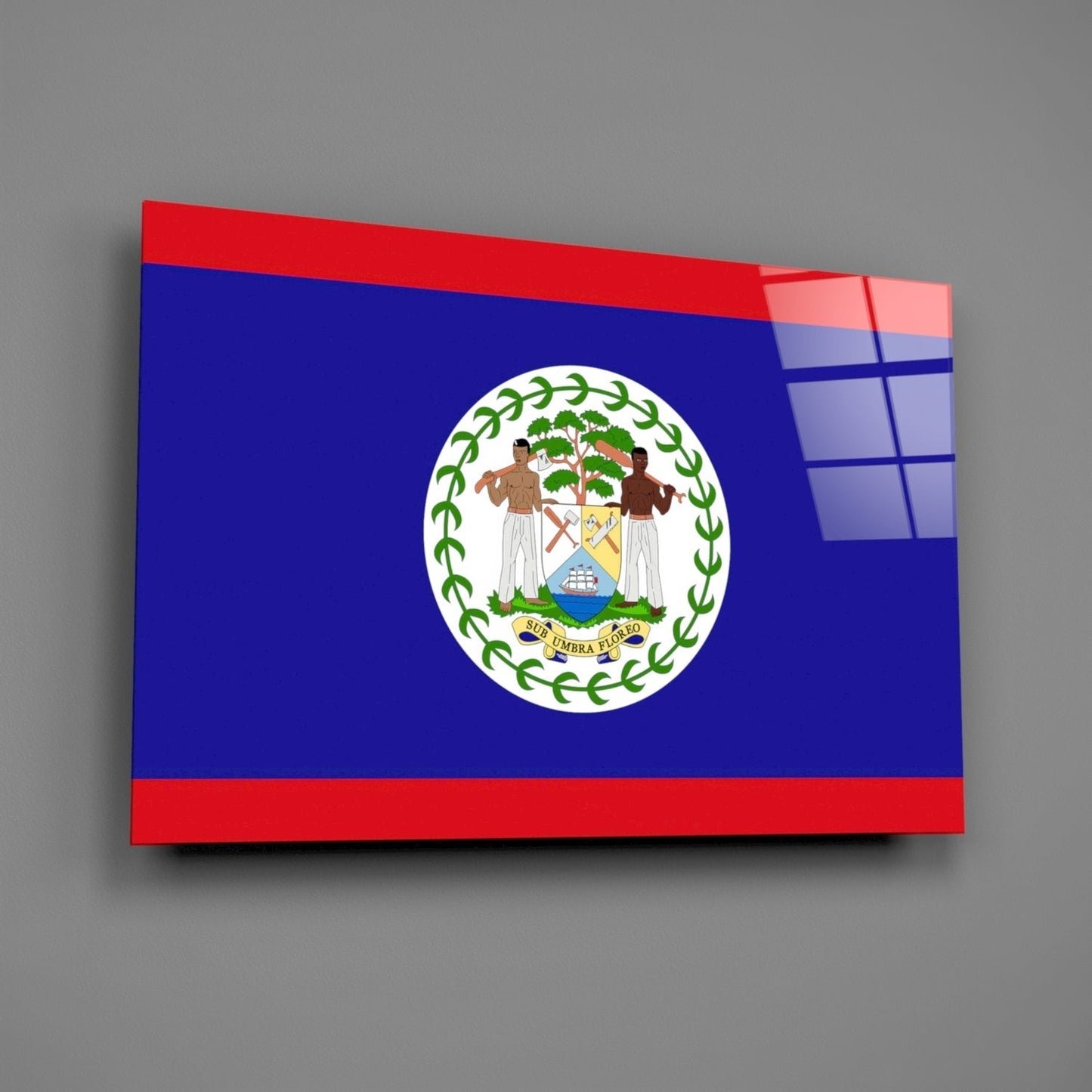 Belize Bayrağı Cam Tablo