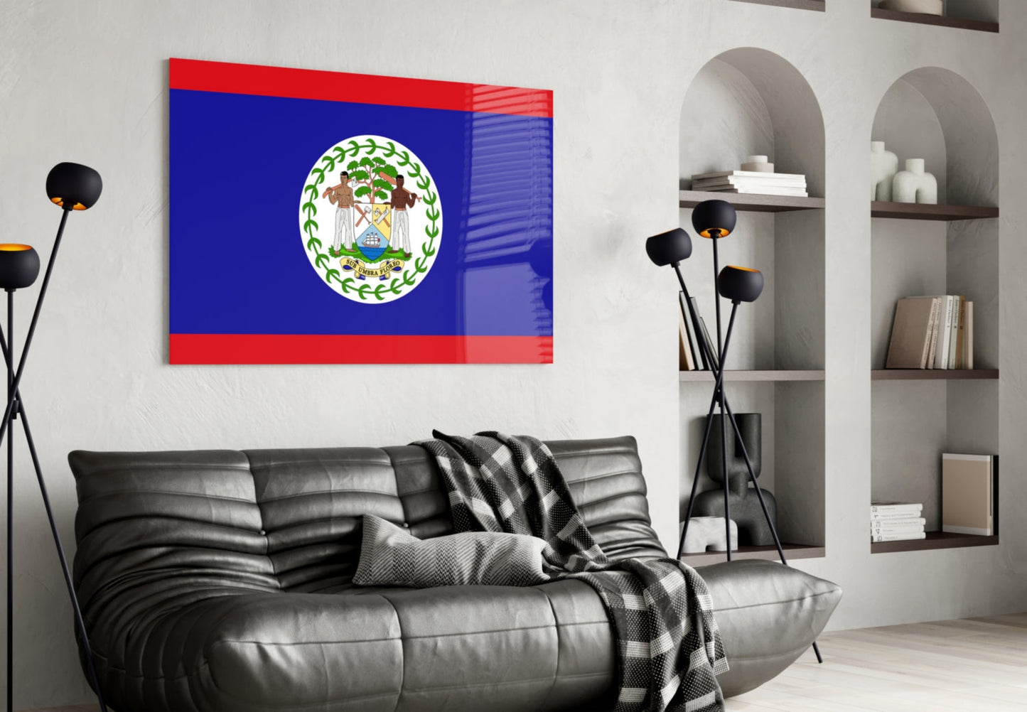 Belize Bayrağı Cam Tablo