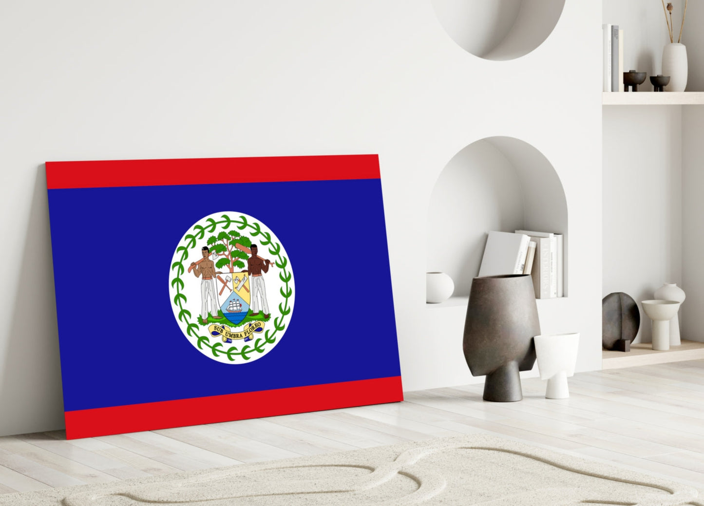 Belize Bayrağı Cam Tablo