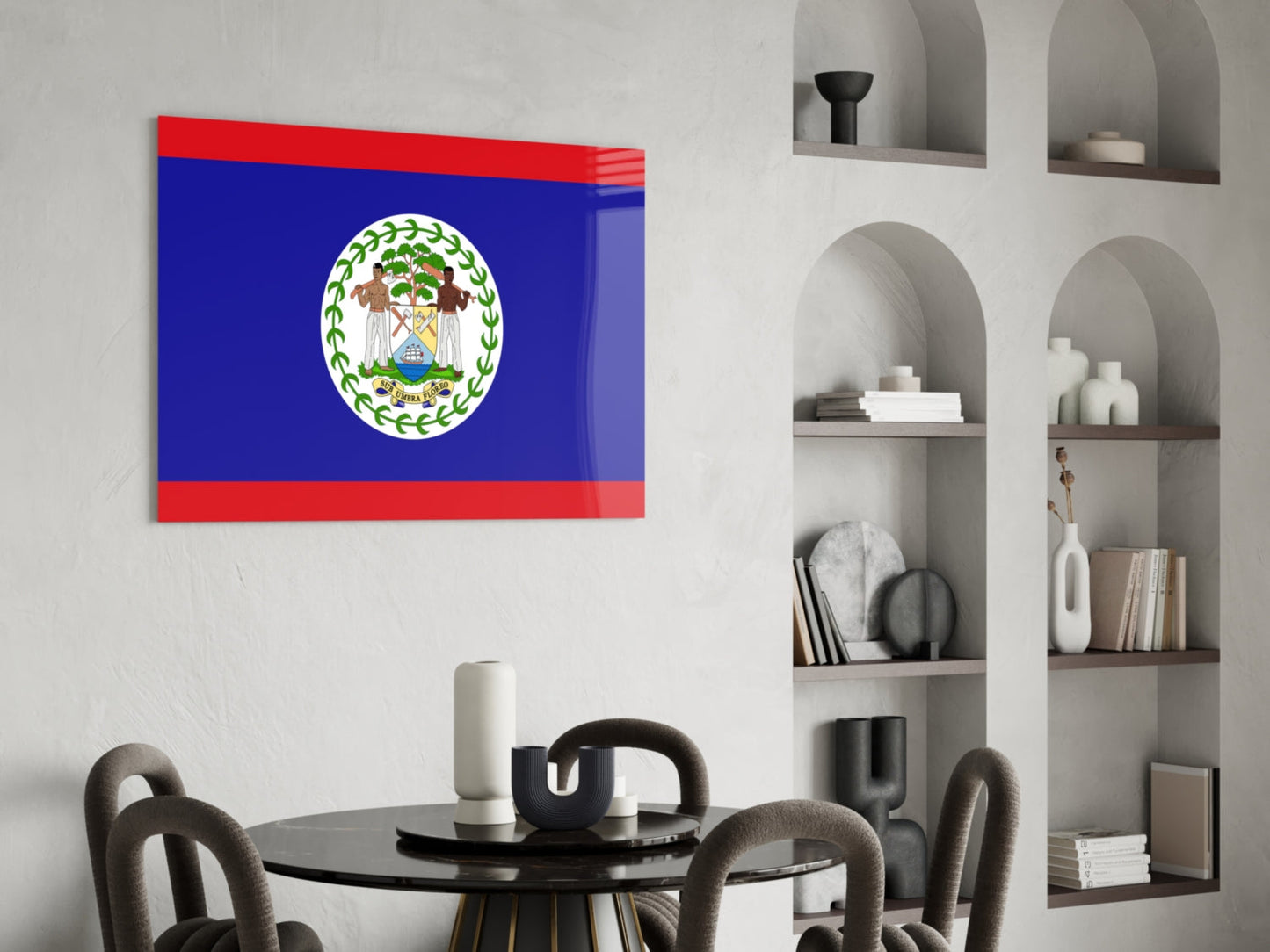 Belize Bayrağı Cam Tablo