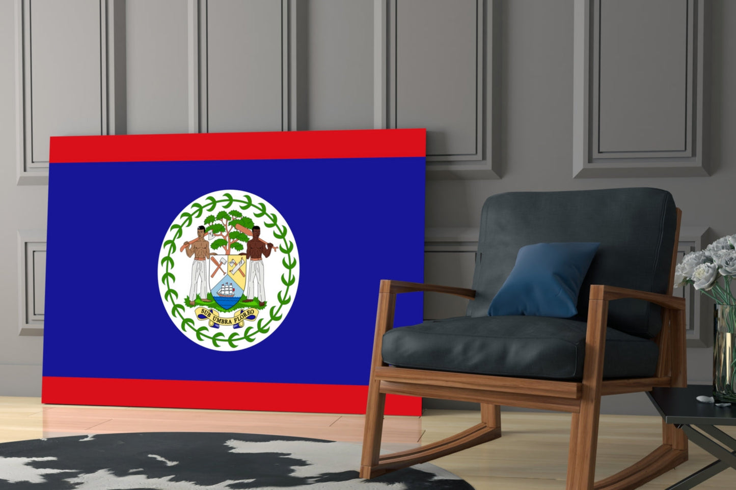 Belize Bayrağı Cam Tablo