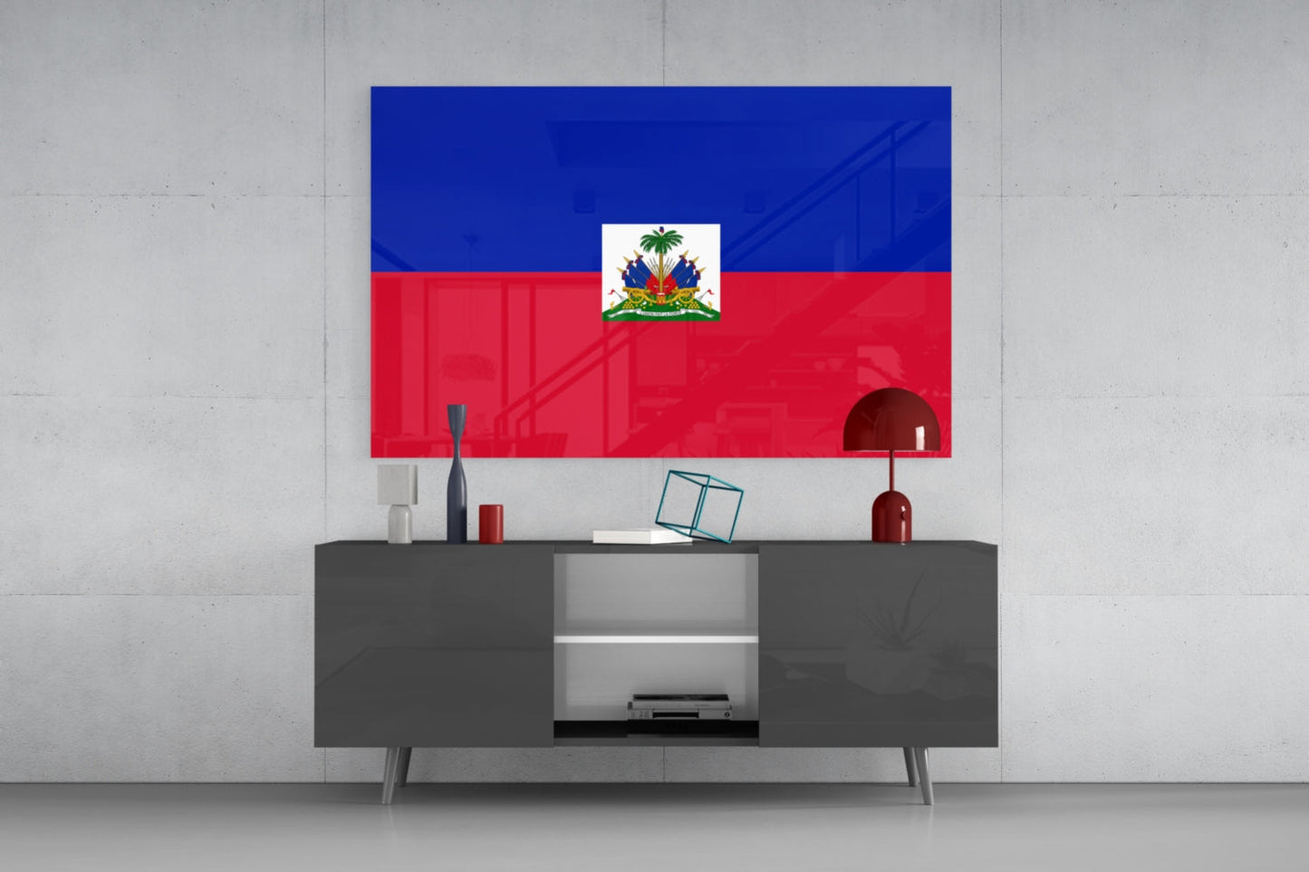 Haiti Bayrağı Cam Tablo