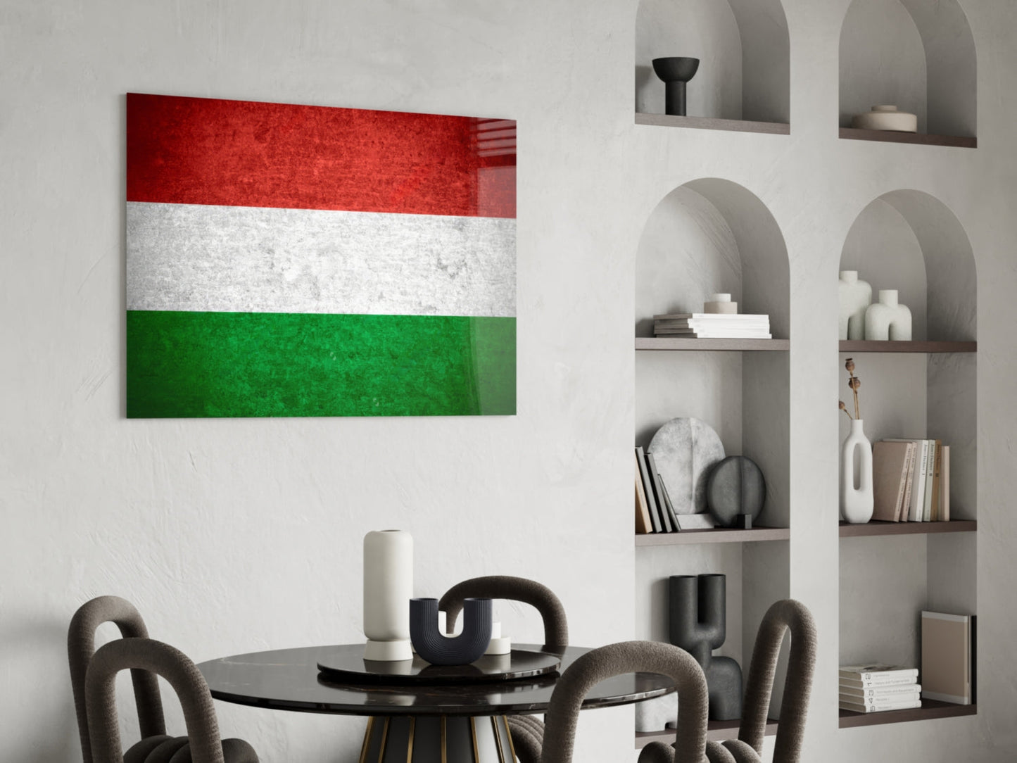 Macaristan Bayrağı Cam Tablo