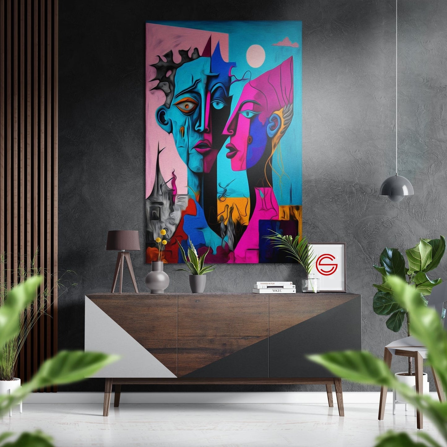 Picasso Stili Fırçalı Metalik Alu-Dibond