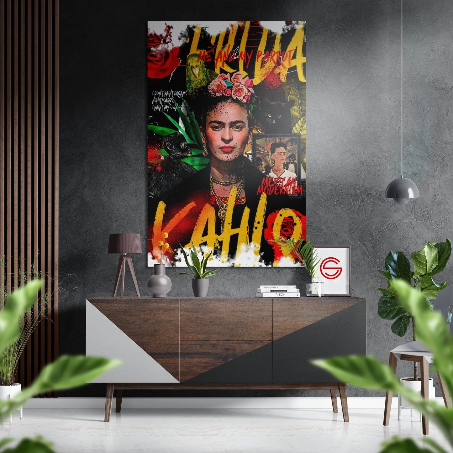 Frida Kahlo Fırçalı Metalik Alu-Dibond